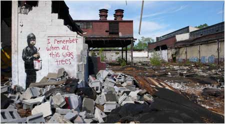 Banksy I Remember When All This Was Trees Graffiti - Detroit, USA