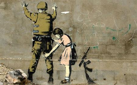 Banksy Stop and Search Girl and Soldier - Bethlehem, Israel