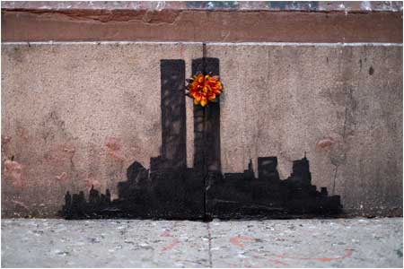 Banksy Twin Towers Graffiti - New York, USA