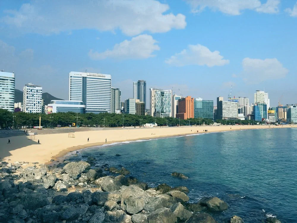 Paint By Numbers | Busan - Blue Beach Under Blue Sky