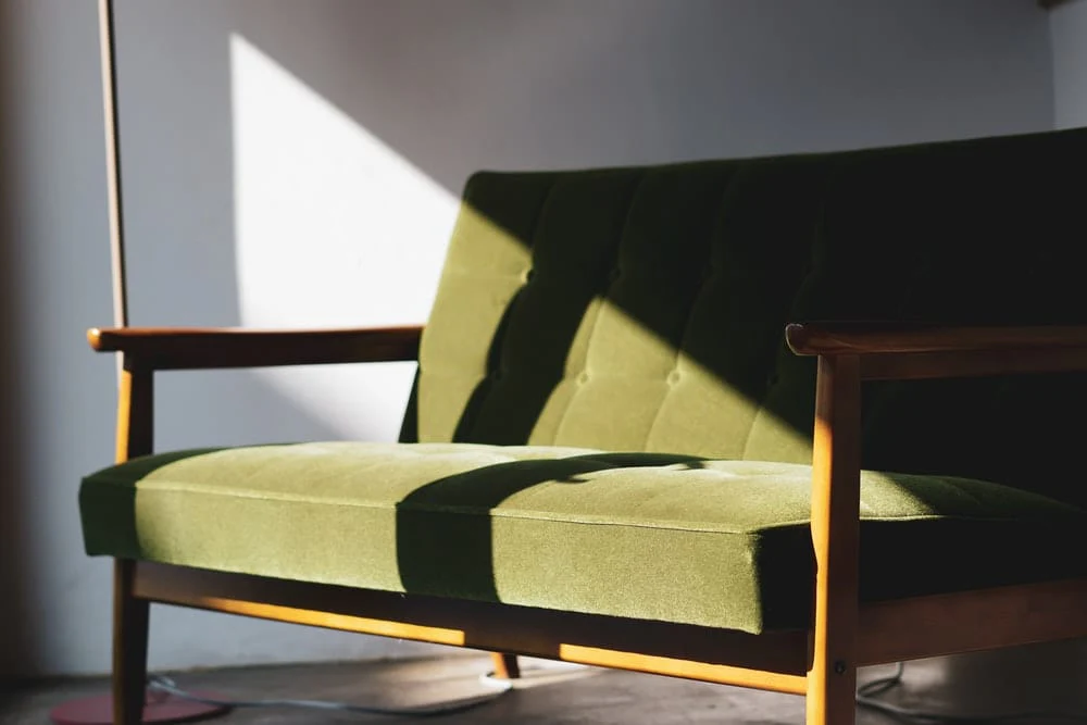 Paint By Numbers | Yangzhou - Brown Wooden Framed Green Padded Armchair