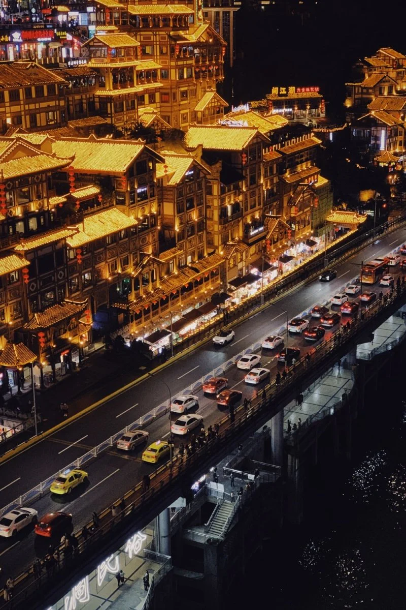 Paint By Numbers | Chongqing - Cars On Road Near Buildings During Night Time