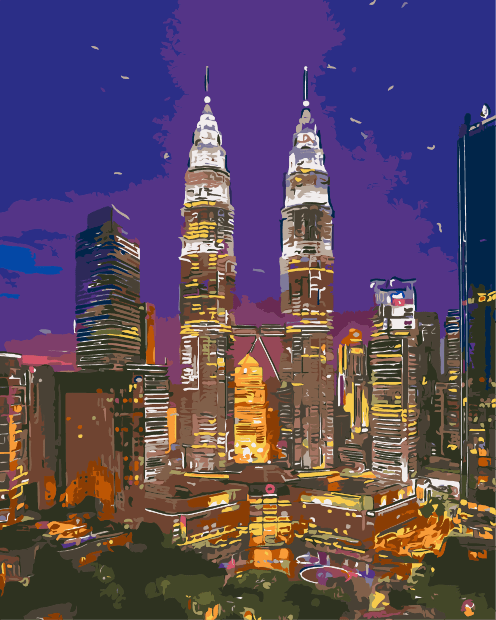Paint By Numbers | Kuala Lumpur - City Buildings During Night Time