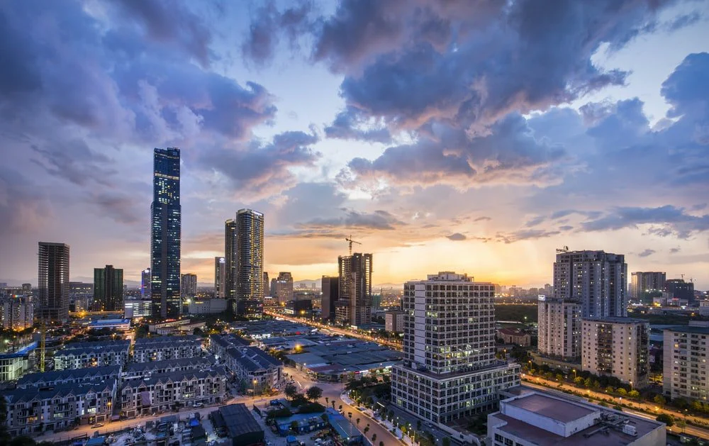 Paint By Numbers | Hanoi - Gray High-Rise Buildings Under Gray Clouds During Golden Hour