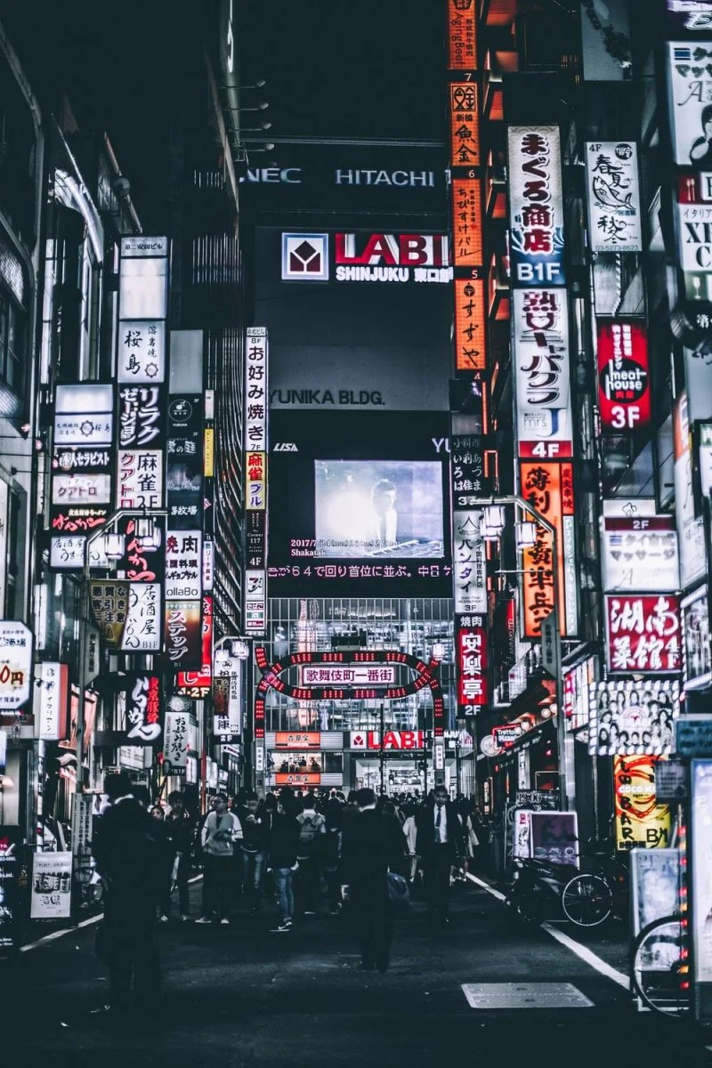 Paint By Numbers | Tokyo - Grayscale Photo Of Business Central Street