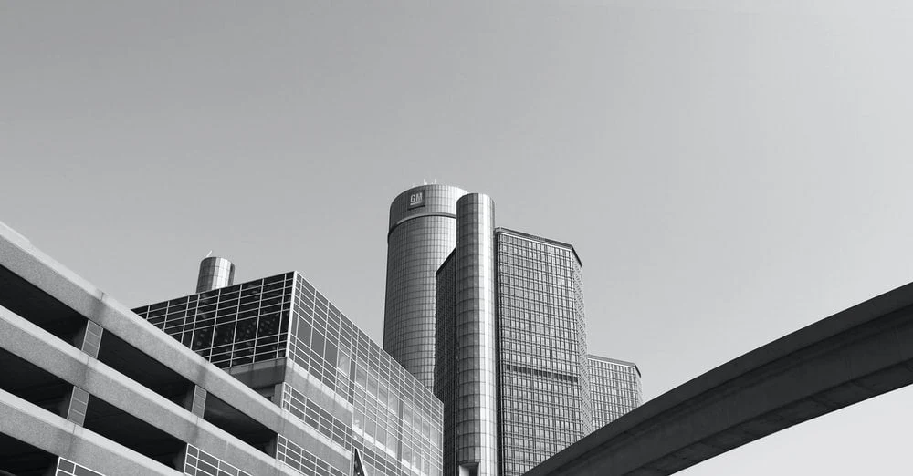 Paint By Numbers | Detroit - Greyscale Photography Of High Rise Buildings And Bridge