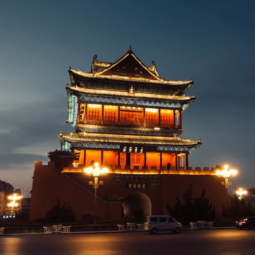 Paint By Numbers | Linfen - Lighted Temple During Night Time