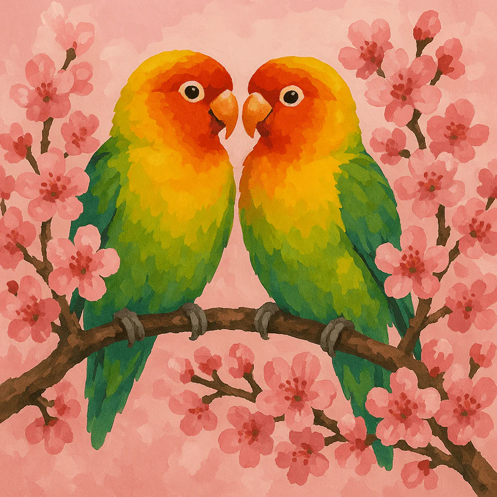 Love Birds on Branch - Paint By Numbers
