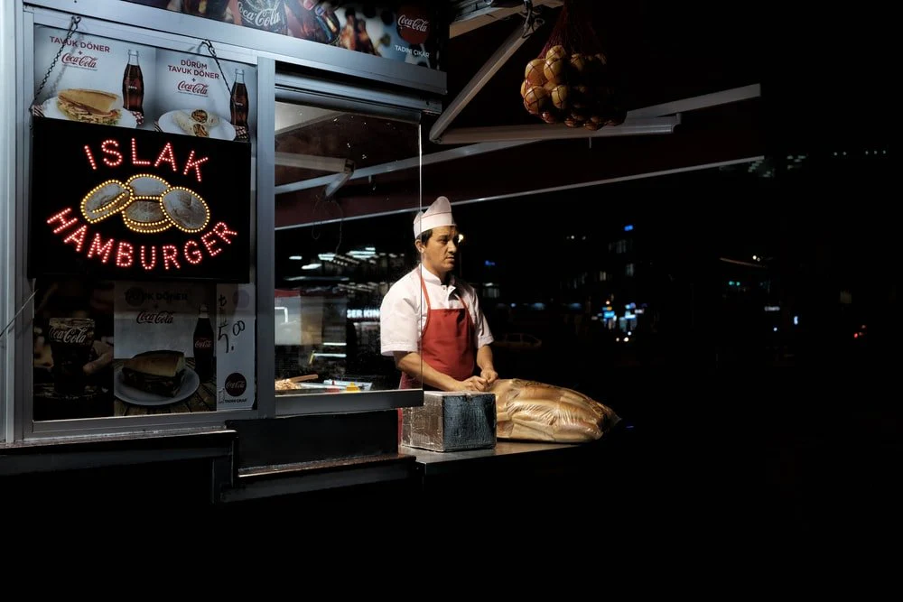 Paint By Numbers | Edward Hopper - Man Standing On Hamburger Stall During Night Time