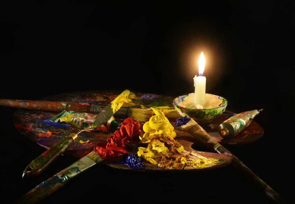 Paint By Numbers | Vincent Van Gogh - Mixed Paint On Palette With Candle