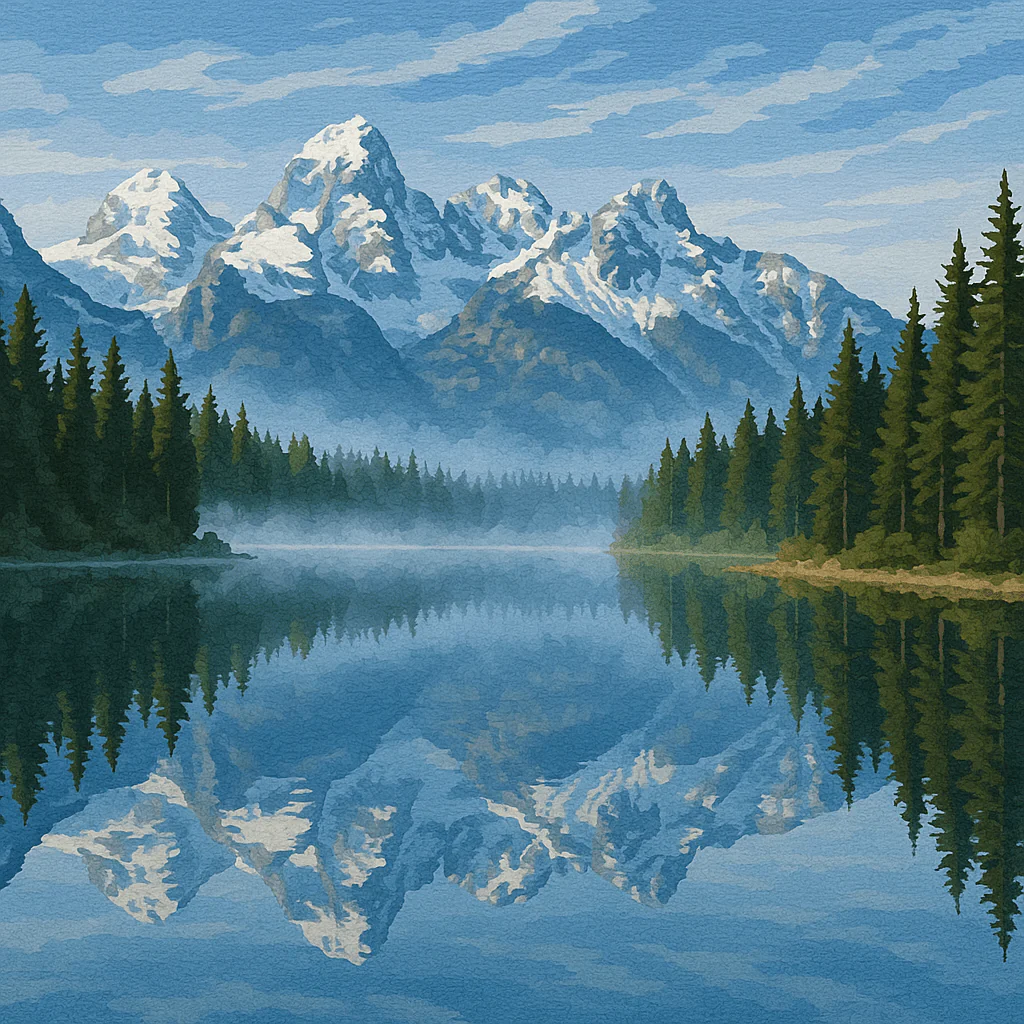 Paint By Numbers | Mountain Lake Reflection
