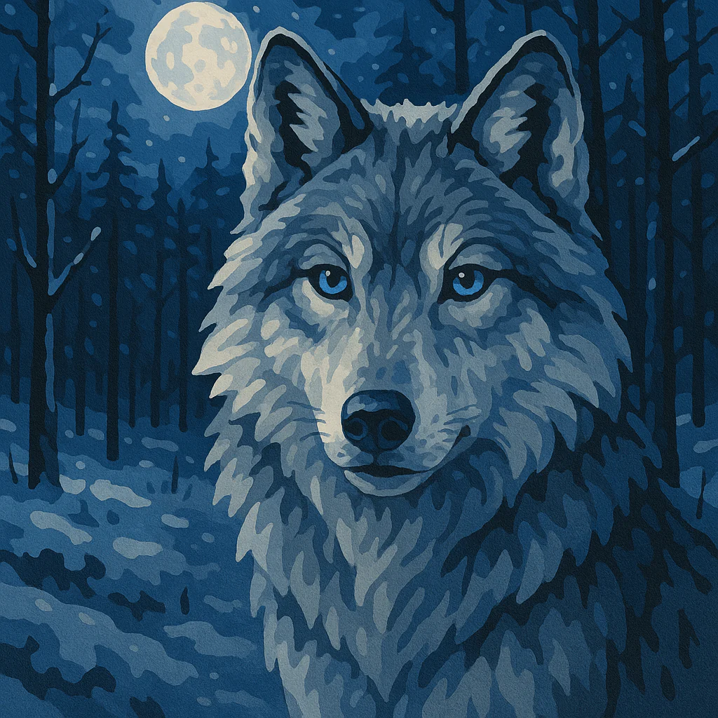 Paint By Numbers | Mystical Wolf in Moonlight