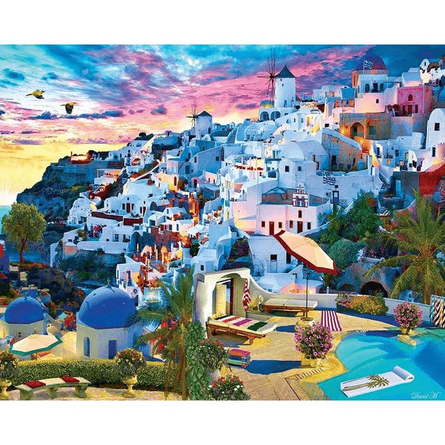 Paint By Numbers | Santorini Sunset View
