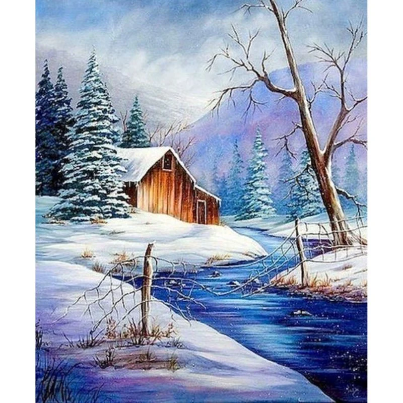 Paint By Numbers | Snowy Cabin