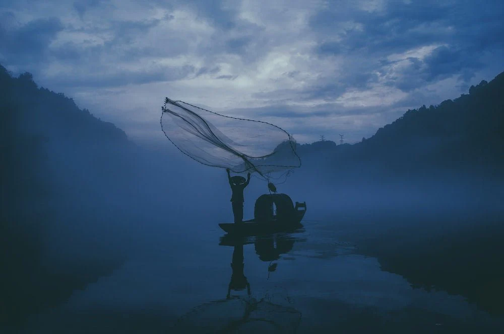 Paint By Numbers | Chenzhou - Person Fishing In A Body Of Water During Nightime