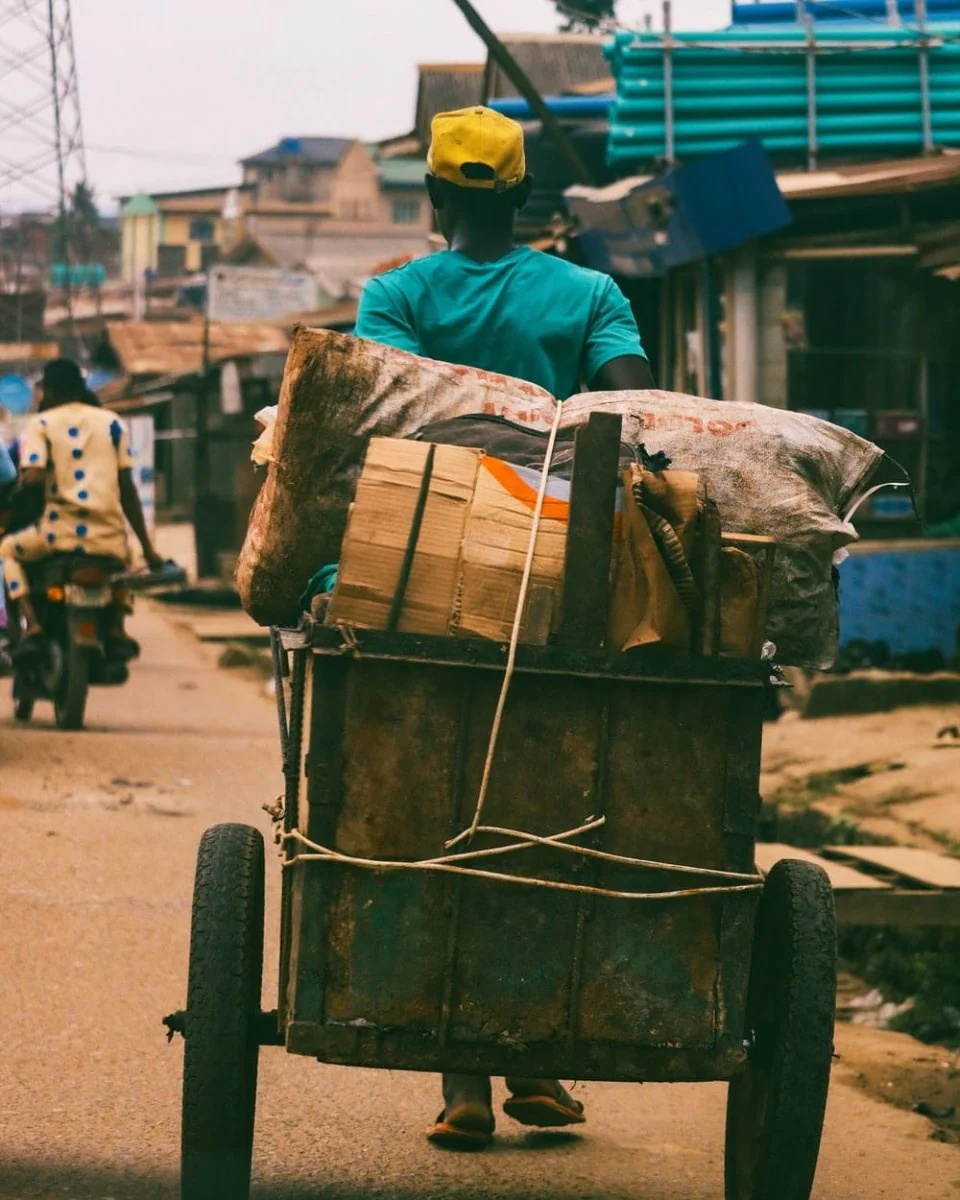 Paint By Numbers | Lagos - Person Pulling Brown Wooden Cart