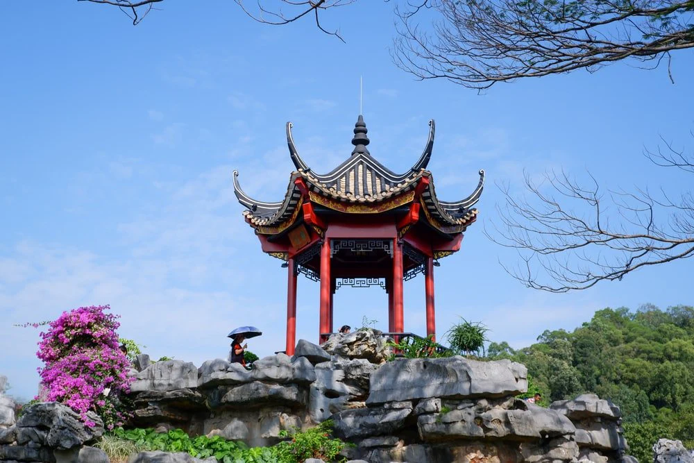 Paint By Numbers | Foshan - Red And Brown Temple Under Blue Sky During Daytime