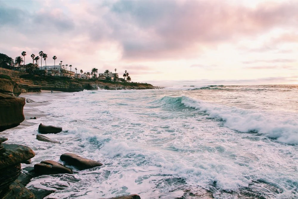 Paint By Numbers | San Diego - Sea Waves Crashing On Shore During Golden Hour