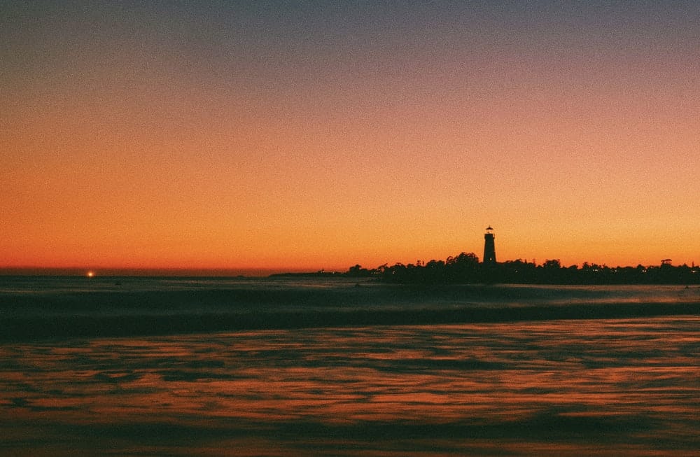 Paint By Numbers | Santa Cruz - Silhouette Of Lighthouse During Sunset