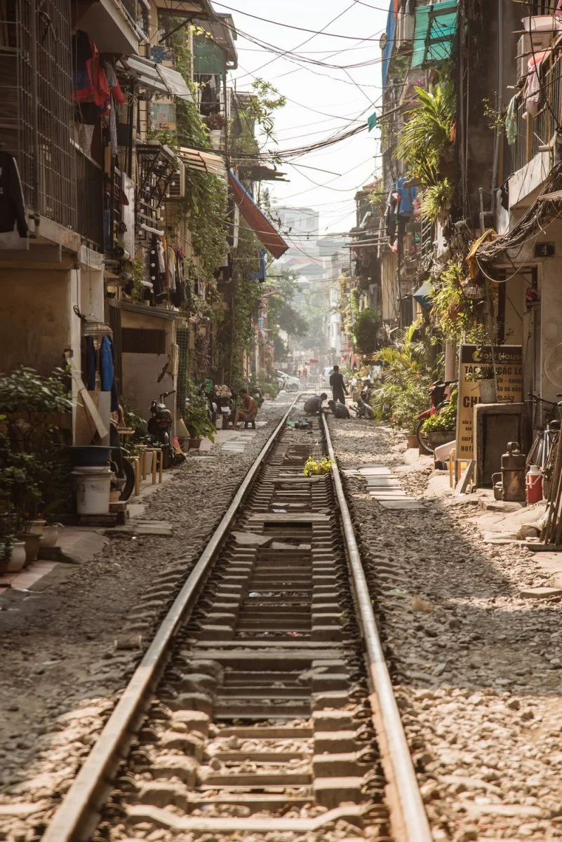 Paint By Numbers | Hanoi - Train Rail Between Houses During Daytime