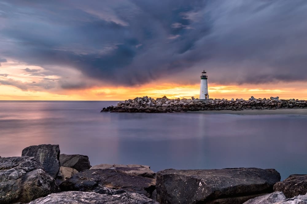Paint By Numbers | Santa Cruz - White Lighthouse On Shore Beside Body Of Water