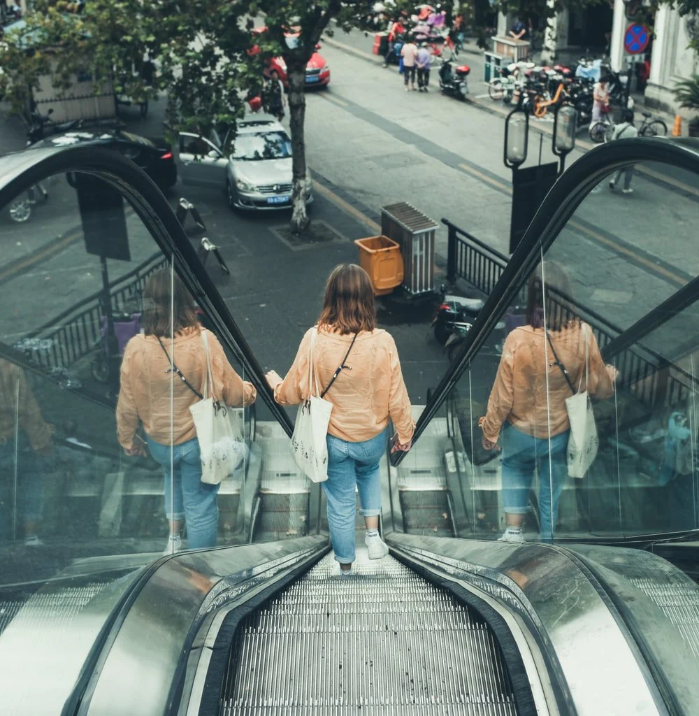 Paint By Numbers | Hangzhou - Woman In Brown Jacket And Blue Denim Jeans Walking On The Street