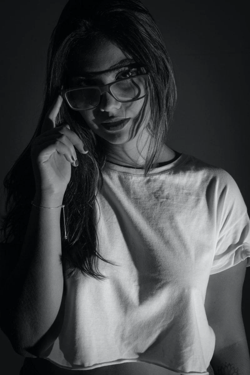 Paint By Numbers | Woman In White Crew Neck T-Shirt Wearing Black Framed Eyeglasses