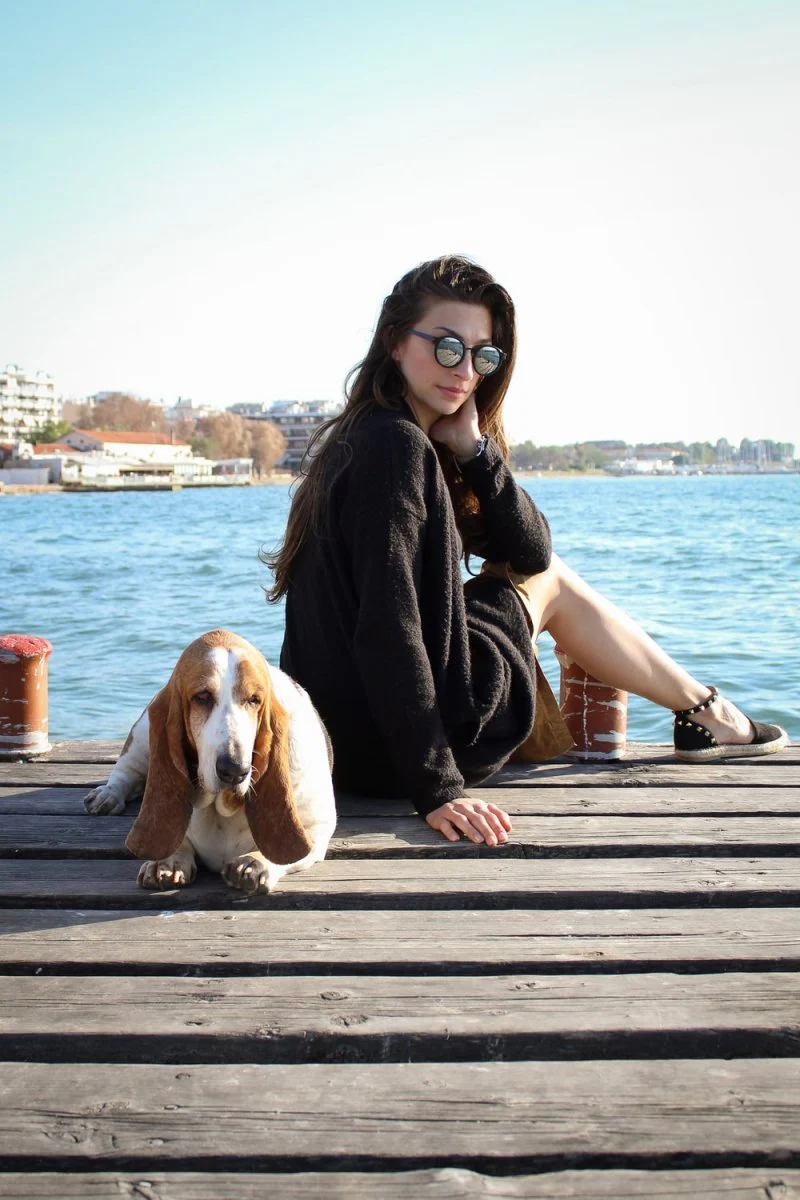 Paint By Numbers | Basset Hound - Woman On Dock During Daytime