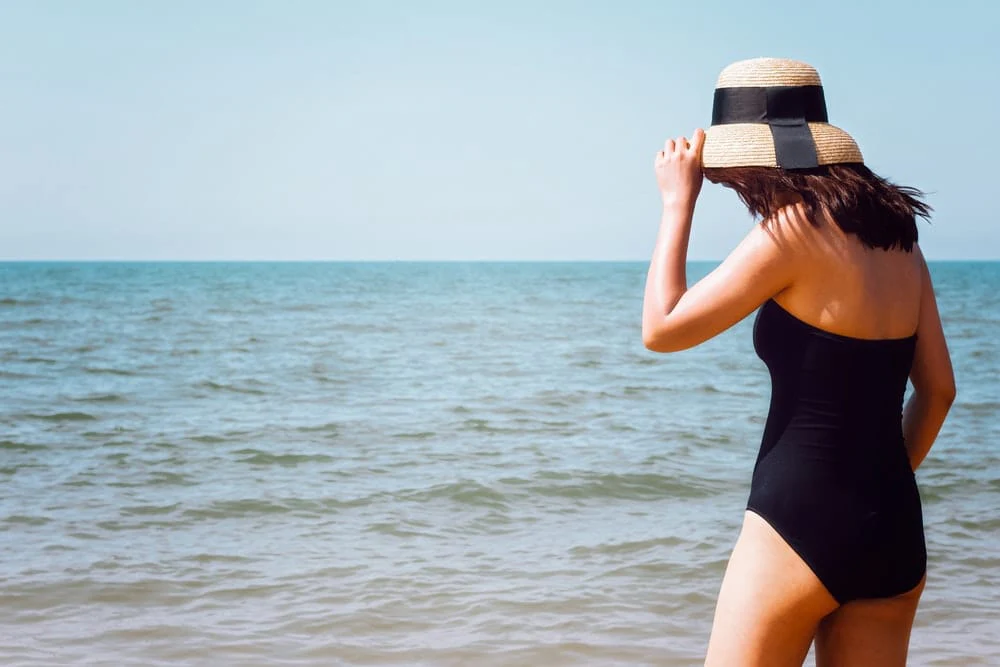 Paint By Numbers | Yantai - Woman Wearing Black Onepiece Swimsuit Standing Beside Seashore At Daytime