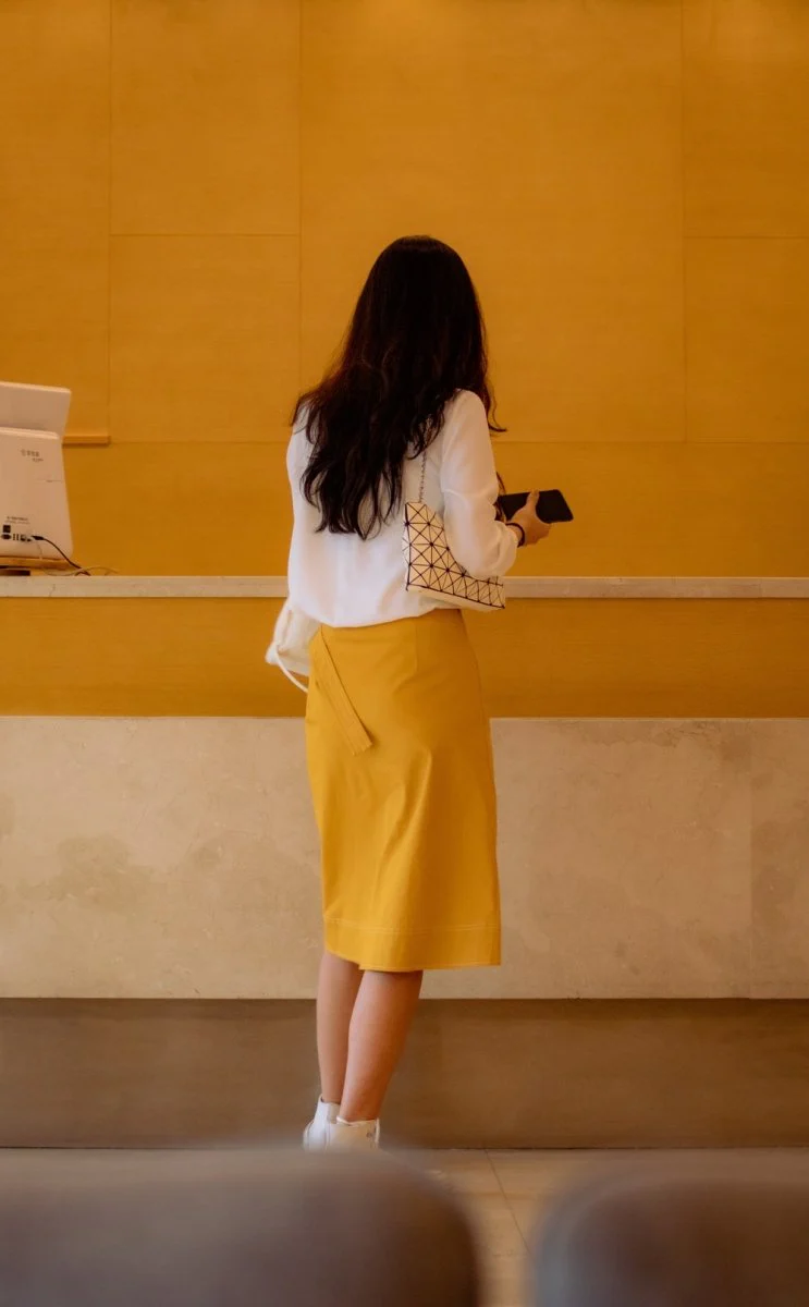 Paint By Numbers | Dalian - Woman Wearing White Long-Sleeved Shirt And Yellow Skirt
